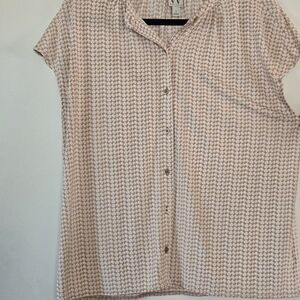 Worthington Cream and Tan Button-Down Shirt